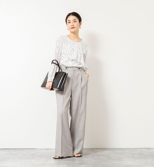 NOLLEY'S sophi「ウォッシャブルファンクショナルジョーゼットプリントタックフレアーブラウス」|シャツ・ブラウス|