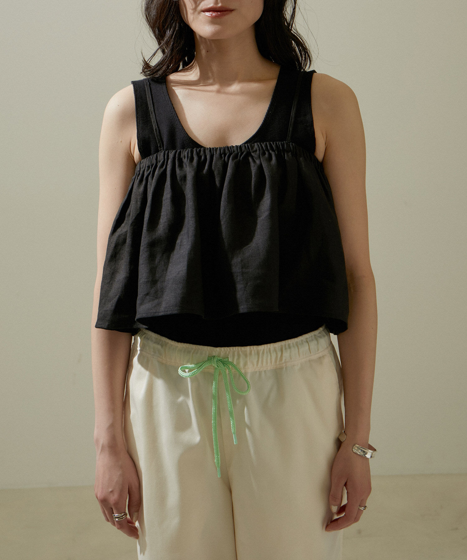 SALON adam et rope'「リネンビスチェ＆リブタンクセット」|タンクトップ|