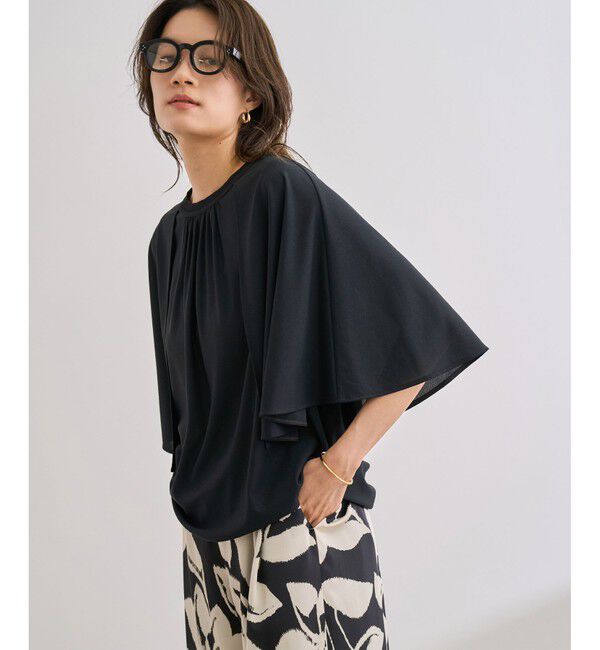 ROPE「【洗える】ケープスリーブ リンキングブラウス」|シャツ・ブラウス|