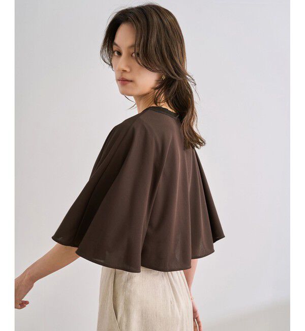 ROPE「【洗える】ケープスリーブ リンキングブラウス」|シャツ・ブラウス|ブラウン(20)