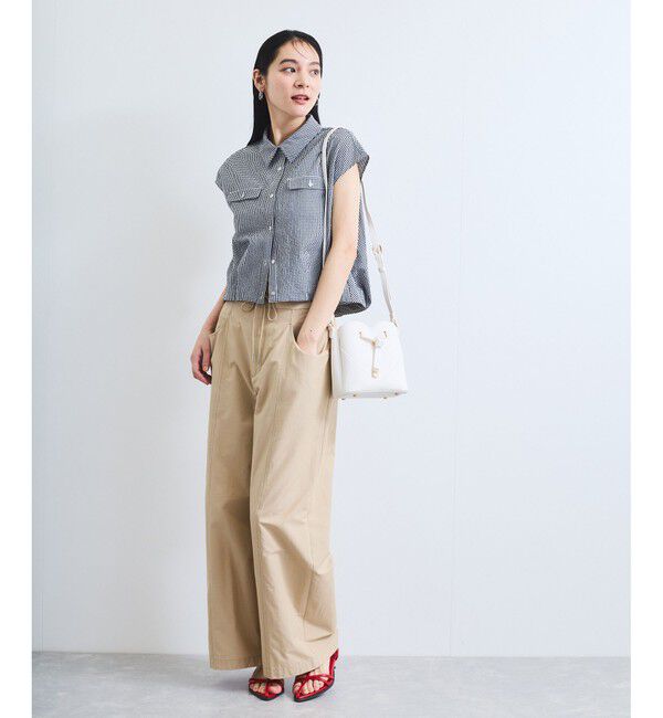 VIS「【UVケア/洗える】フレンチスリーブサッカーブラウス」|シャツ・ブラウス|