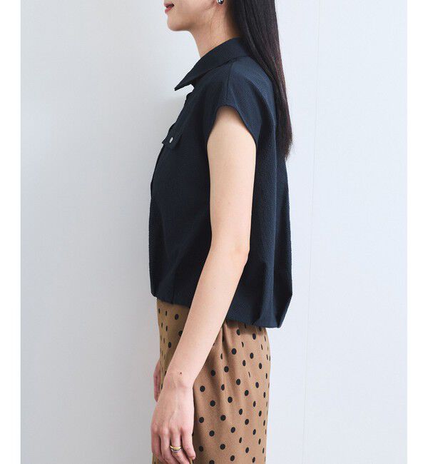 VIS「【UVケア/洗える】フレンチスリーブサッカーブラウス」|シャツ・ブラウス|