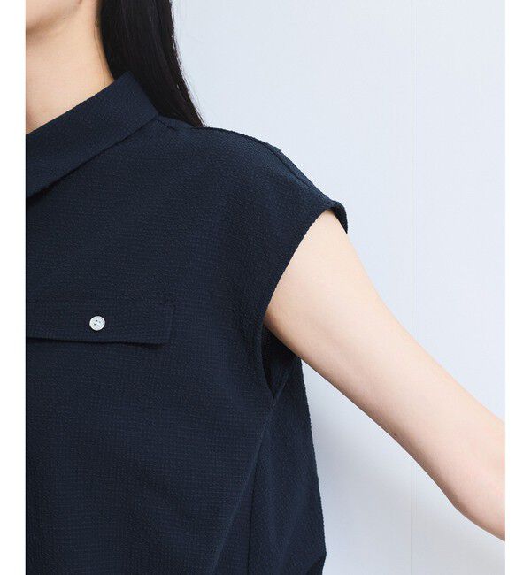 VIS「【UVケア/洗える】フレンチスリーブサッカーブラウス」|シャツ・ブラウス|