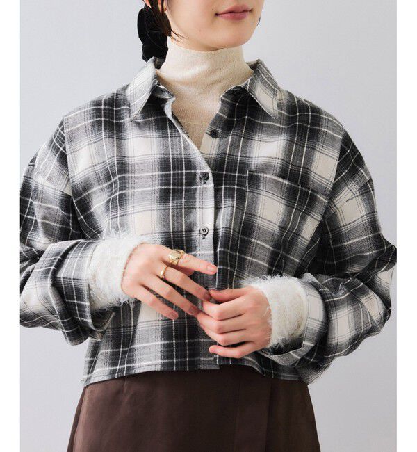VIS「【WEB/一部店舗限定】オンブレチェックショートシャツ」|シャツ・ブラウス|ブラック系(02)