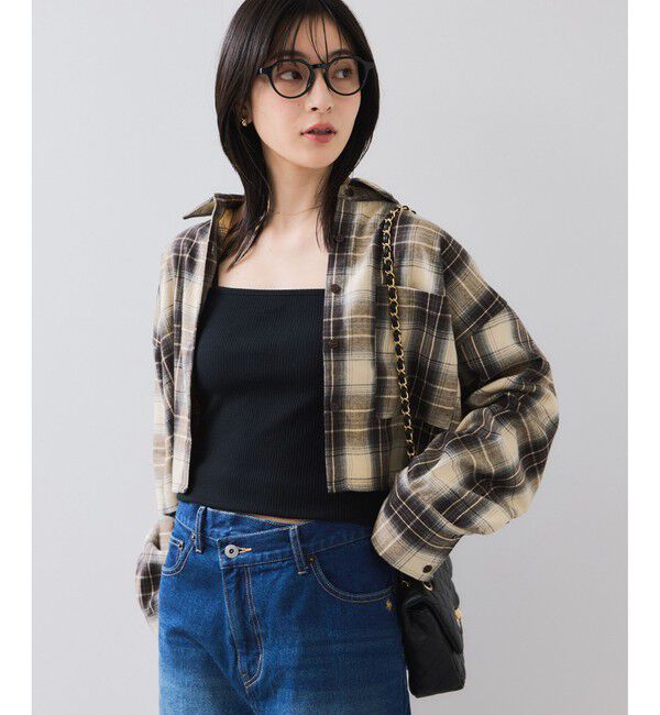 VIS「【WEB/一部店舗限定】オンブレチェックショートシャツ」|シャツ・ブラウス|ブラウン系(22)