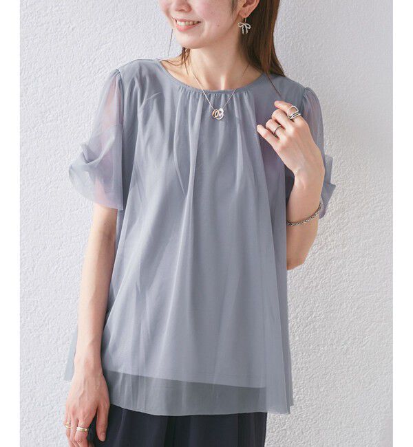 Rope&rsquo;Picnic「Cutee チュールドッキングツイストスリーブトップス/リンクコーデ」|Tシャツ・カットソー|