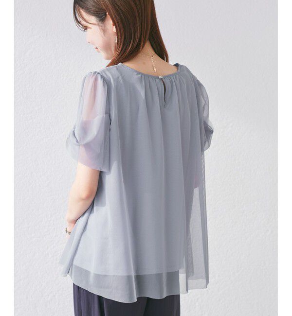 Rope&rsquo;Picnic「Cutee チュールドッキングツイストスリーブトップス/リンクコーデ」|Tシャツ・カットソー|