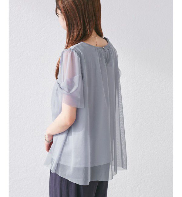 Rope&rsquo;Picnic「Cutee チュールドッキングツイストスリーブトップス/リンクコーデ」|Tシャツ・カットソー|