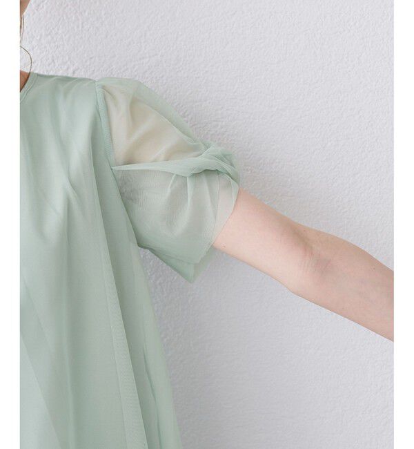 Rope&rsquo;Picnic「Cutee チュールドッキングツイストスリーブトップス/リンクコーデ」|Tシャツ・カットソー|