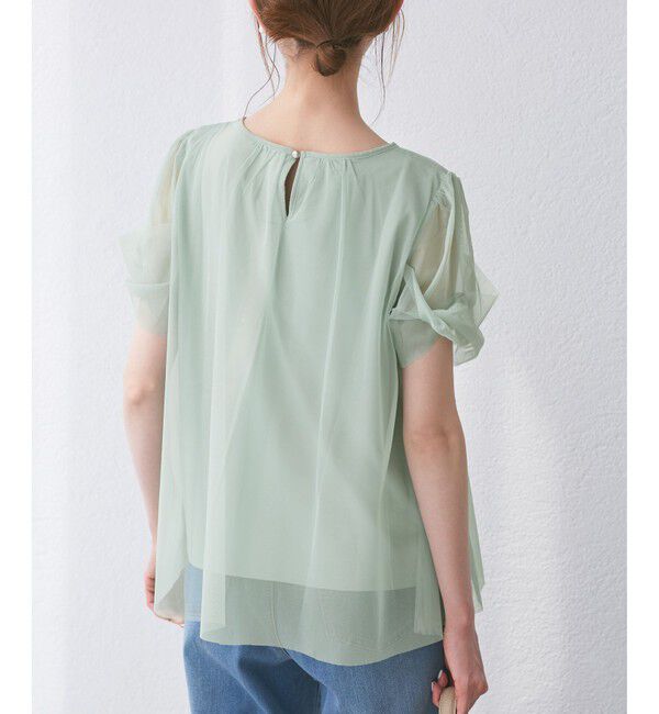 Rope&rsquo;Picnic「Cutee チュールドッキングツイストスリーブトップス/リンクコーデ」|Tシャツ・カットソー|