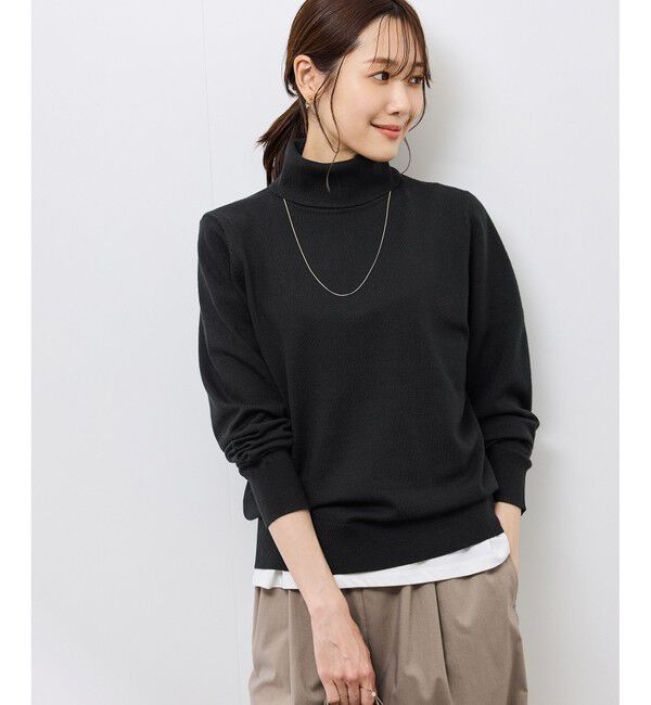 Rope&rsquo;Picnic「アンチピリング天竺タートルネックニットプルオーバー/イージーケア」|ニット・セーター|