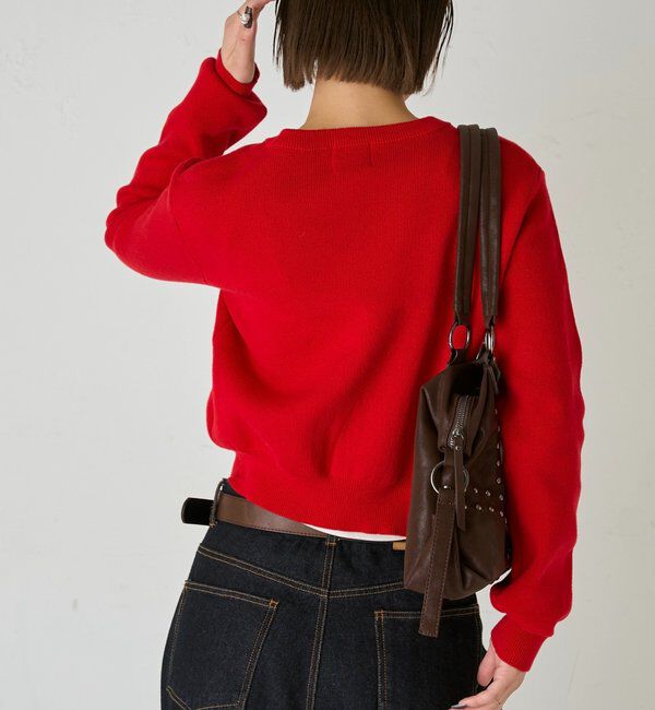  「ワンポイントクルーカーデ」|カーディガン|
