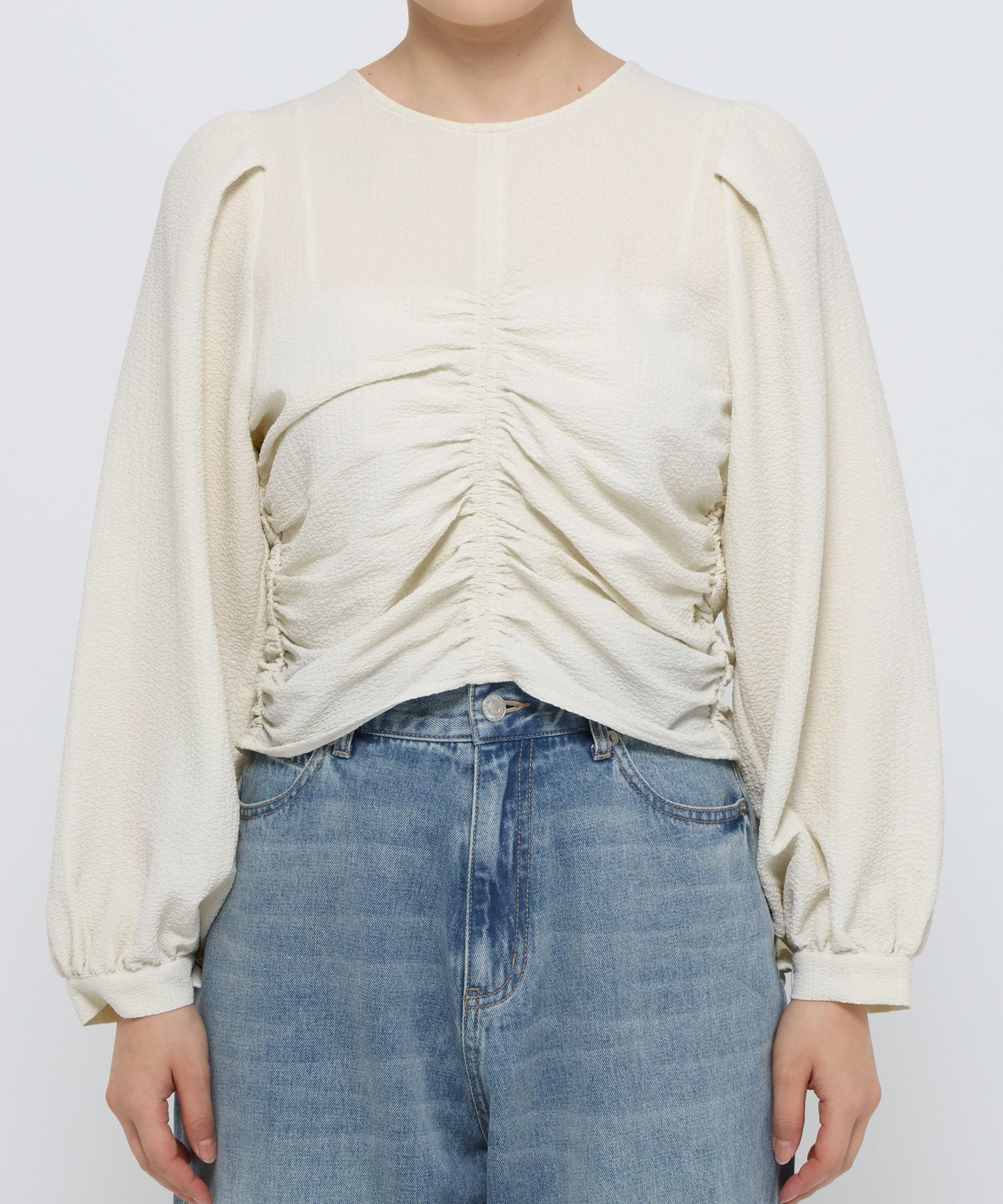 LOWRYS FARM「【前後着用可能】2WAYシャーリングブラウス」|シャツ・ブラウス|