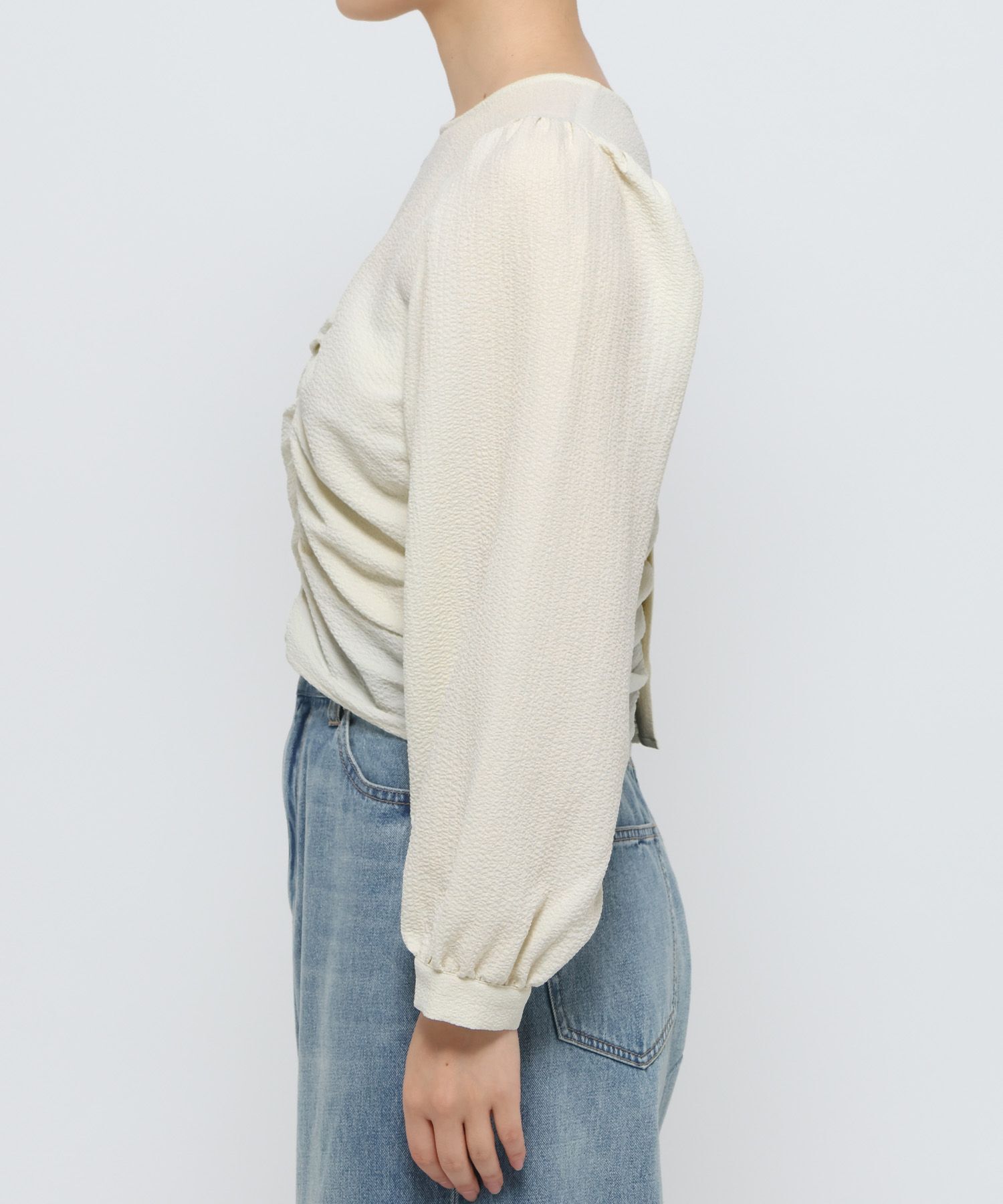 LOWRYS FARM「【前後着用可能】2WAYシャーリングブラウス」|シャツ・ブラウス|