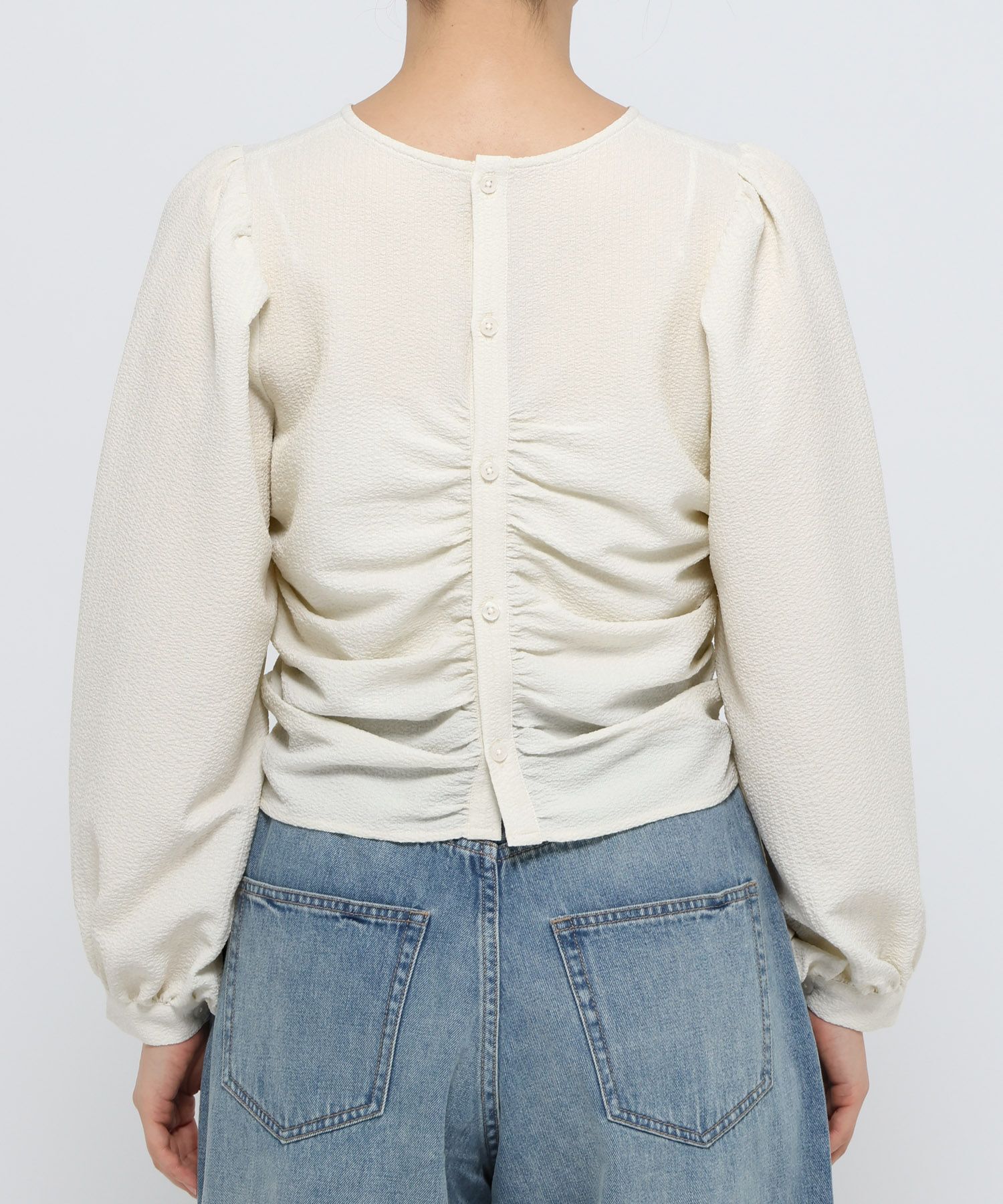 LOWRYS FARM「【前後着用可能】2WAYシャーリングブラウス」|シャツ・ブラウス|