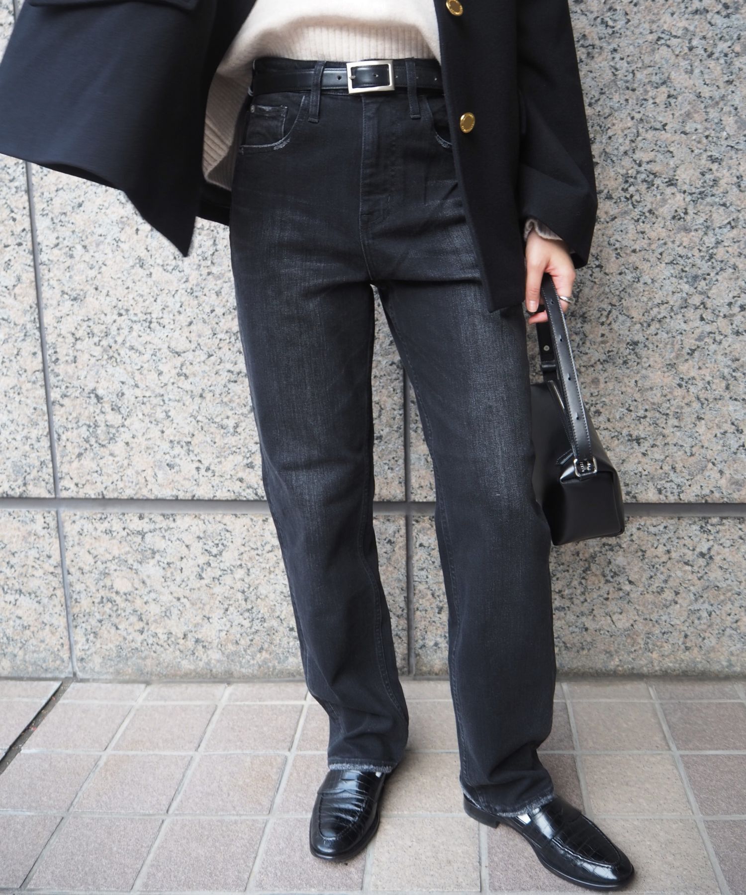 qualite「【Healthy DENIM】Tallow(タロー)ハイライズストレートデニム」|デニム|ブラック