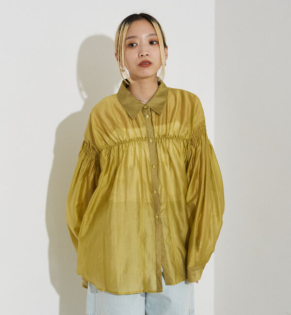 NOMINE「シアー シャーリング シャツ」|シャツ・ブラウス|ライム