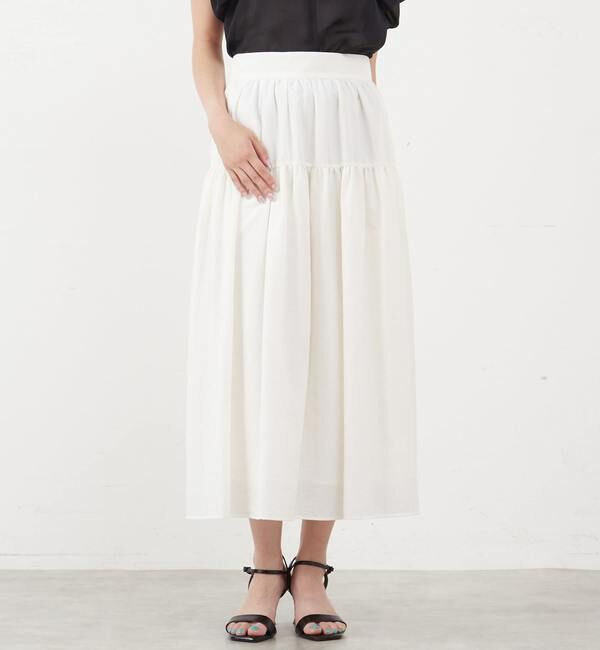 TIARA「ティアードロングスカート」|スカート|ホワイト