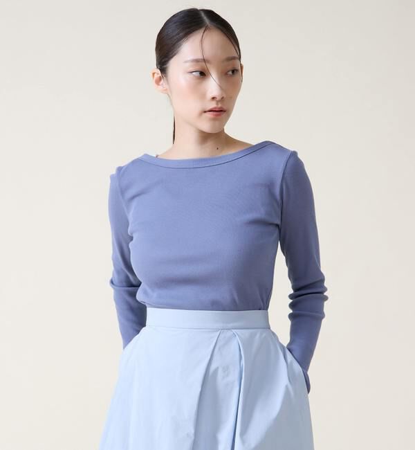 TIARA「バックオープンリブTシャツ」|Tシャツ・カットソー|ブルー