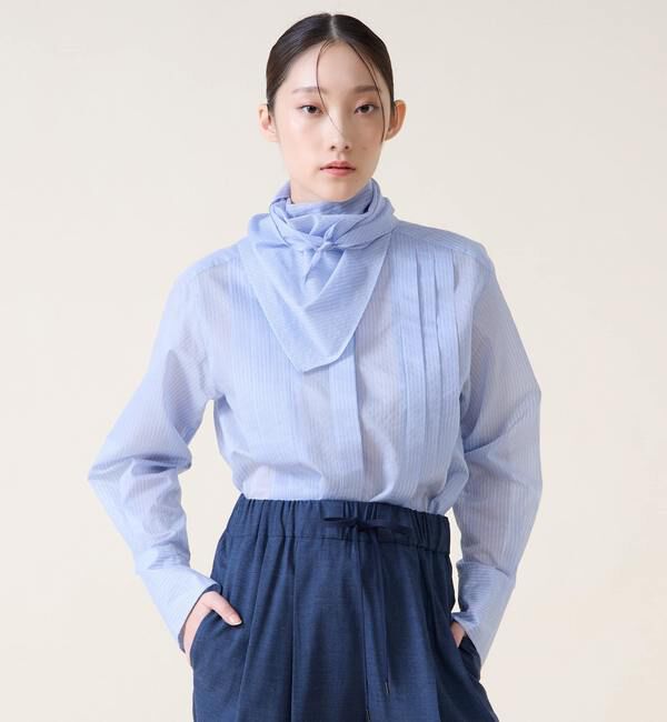 TIARA「スカーフ付きバンドカラーシャツ」|シャツ・ブラウス|