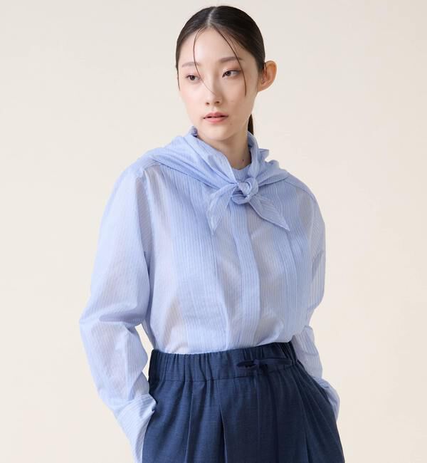 TIARA「スカーフ付きバンドカラーシャツ」|シャツ・ブラウス|