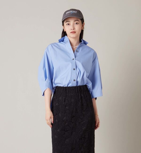 Liesse「袖タックワイドシャツ」|シャツ・ブラウス|サックス