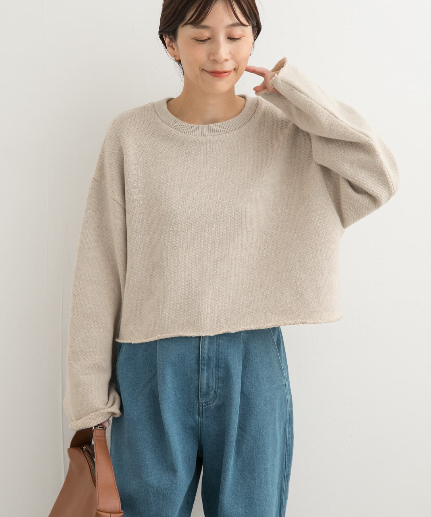 URBAN RESEARCH DOORS「ローゲージインレイプルオーバー」|Tシャツ・カットソー|ライトベージュ