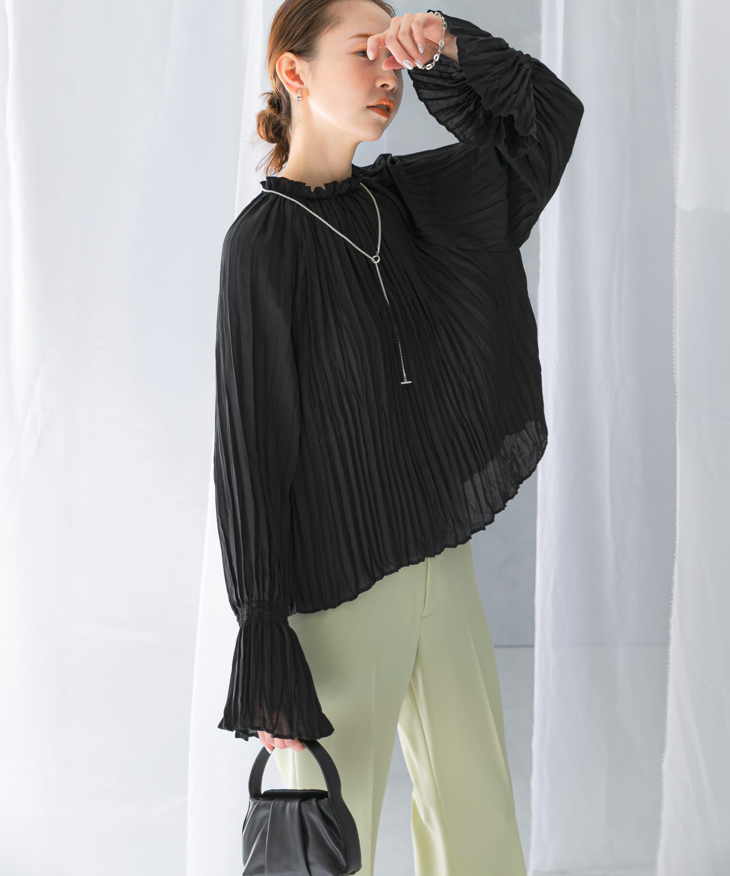 URBAN RESEARCH ROSSO「2WAYプリーツブラウス」|シャツ・ブラウス|ブラック