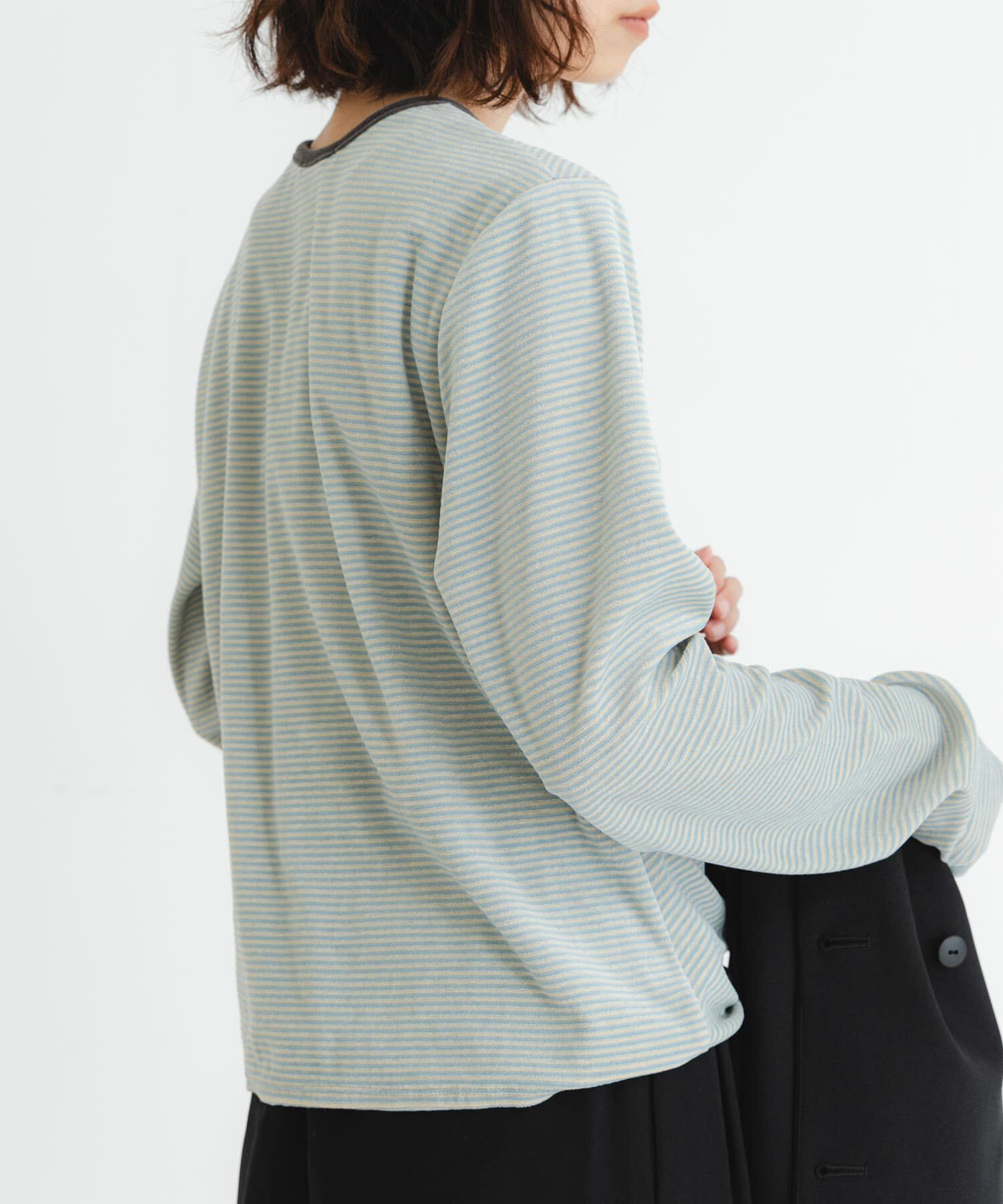 URBAN RESEARCH「『MADE IN JAPAN』ベロアボーダーシャーリングカットソー」|Tシャツ・カットソー|