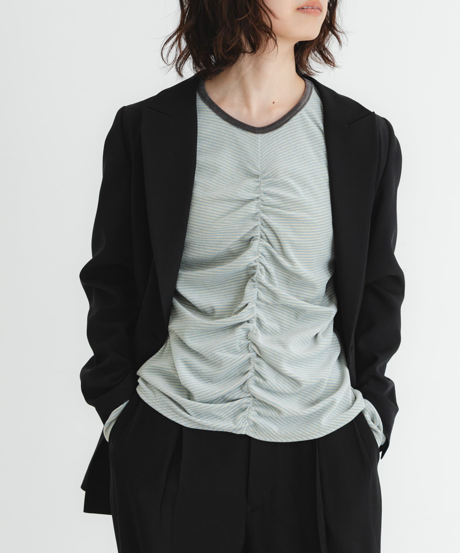 URBAN RESEARCH「『MADE IN JAPAN』ベロアボーダーシャーリングカットソー」|Tシャツ・カットソー|