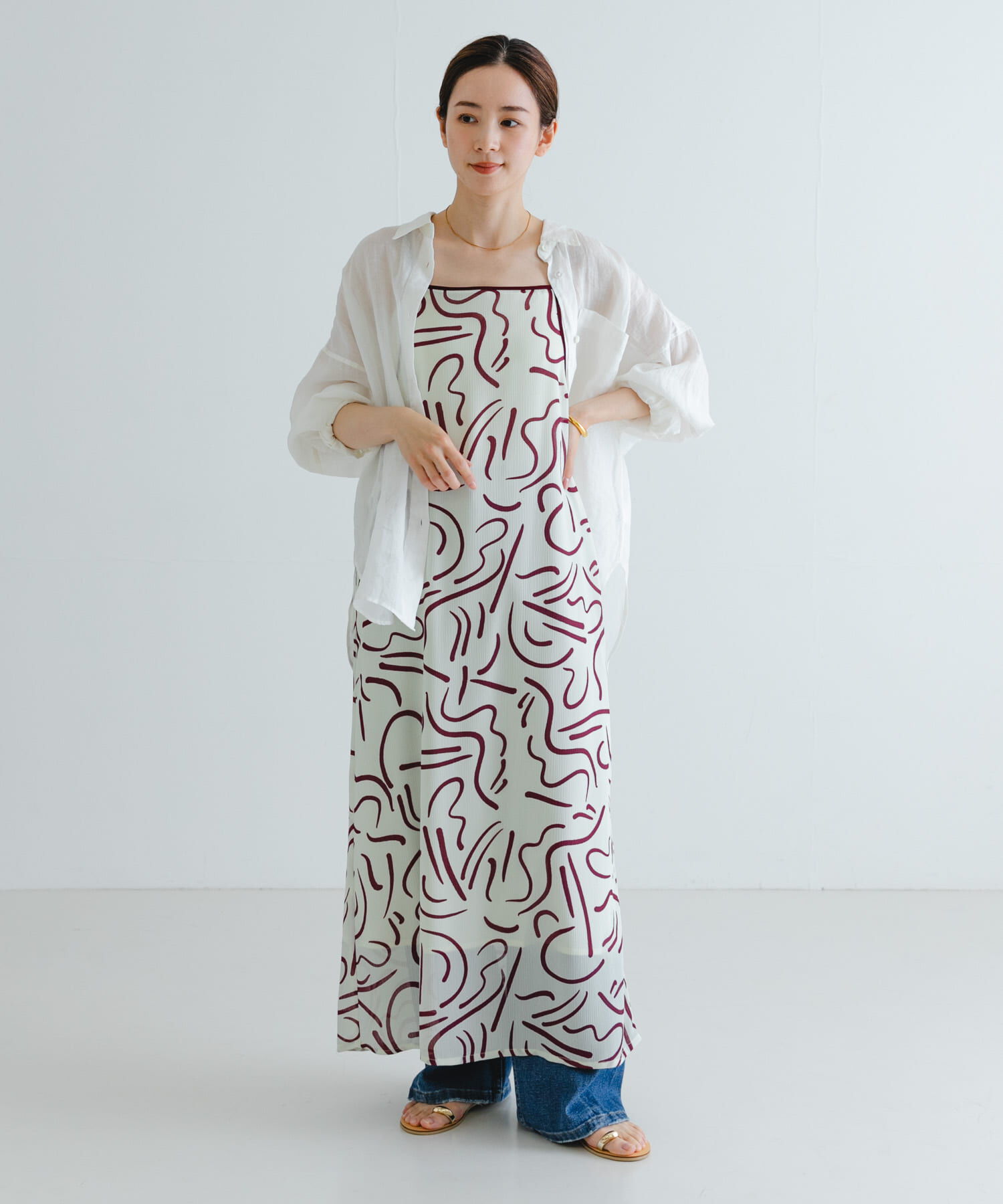 URBAN RESEARCH「『イージーケア』ドローイングアートプリントワンピース」|ワンピース|