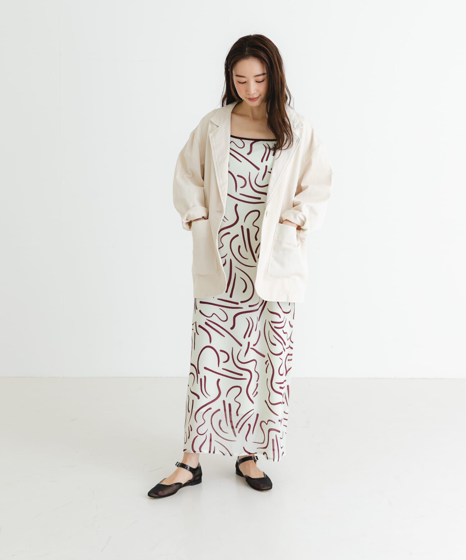 URBAN RESEARCH「『イージーケア』ドローイングアートプリントワンピース」|ワンピース|