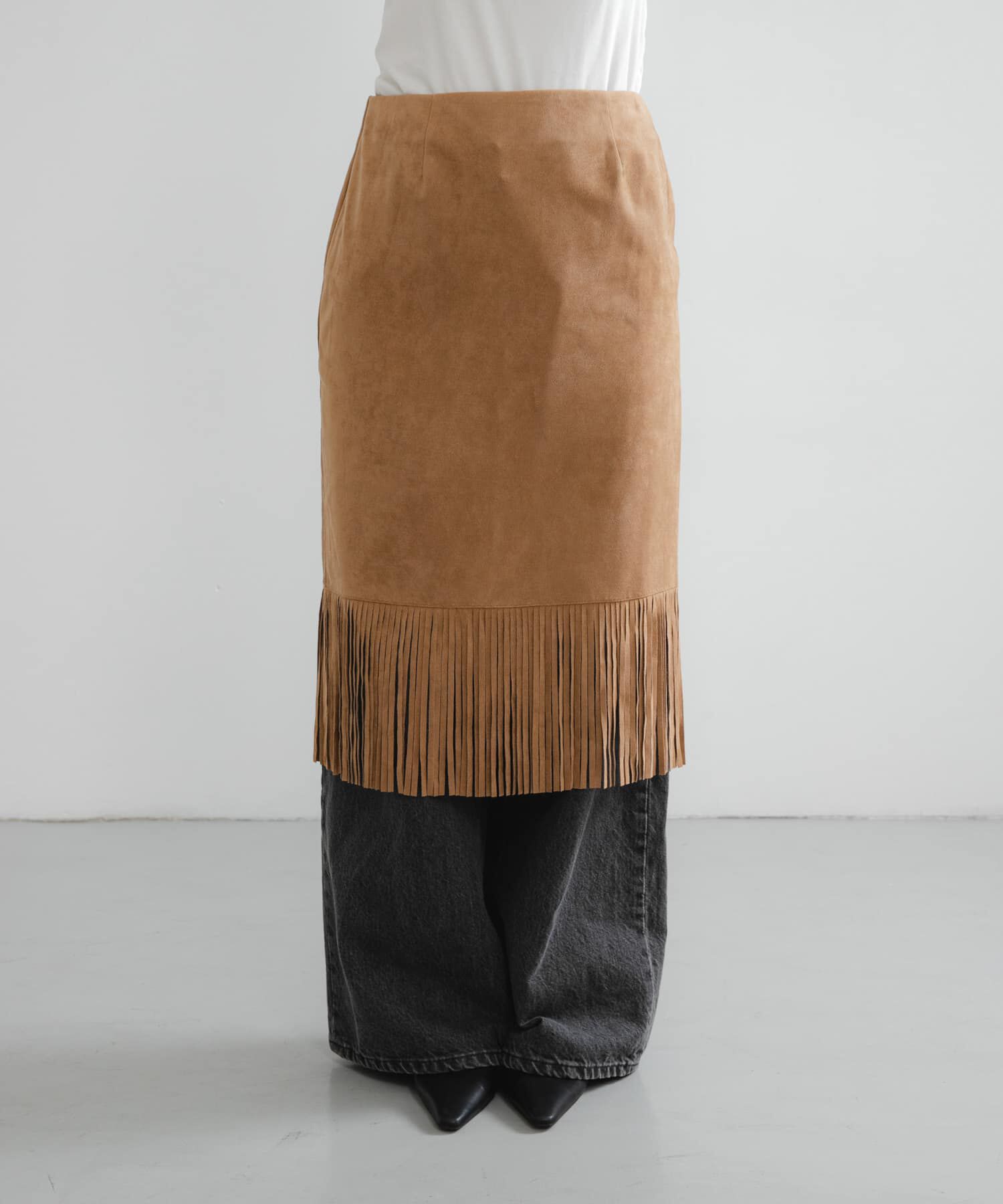 URBAN RESEARCH「スエードライクフリンジスカート」|スカート|