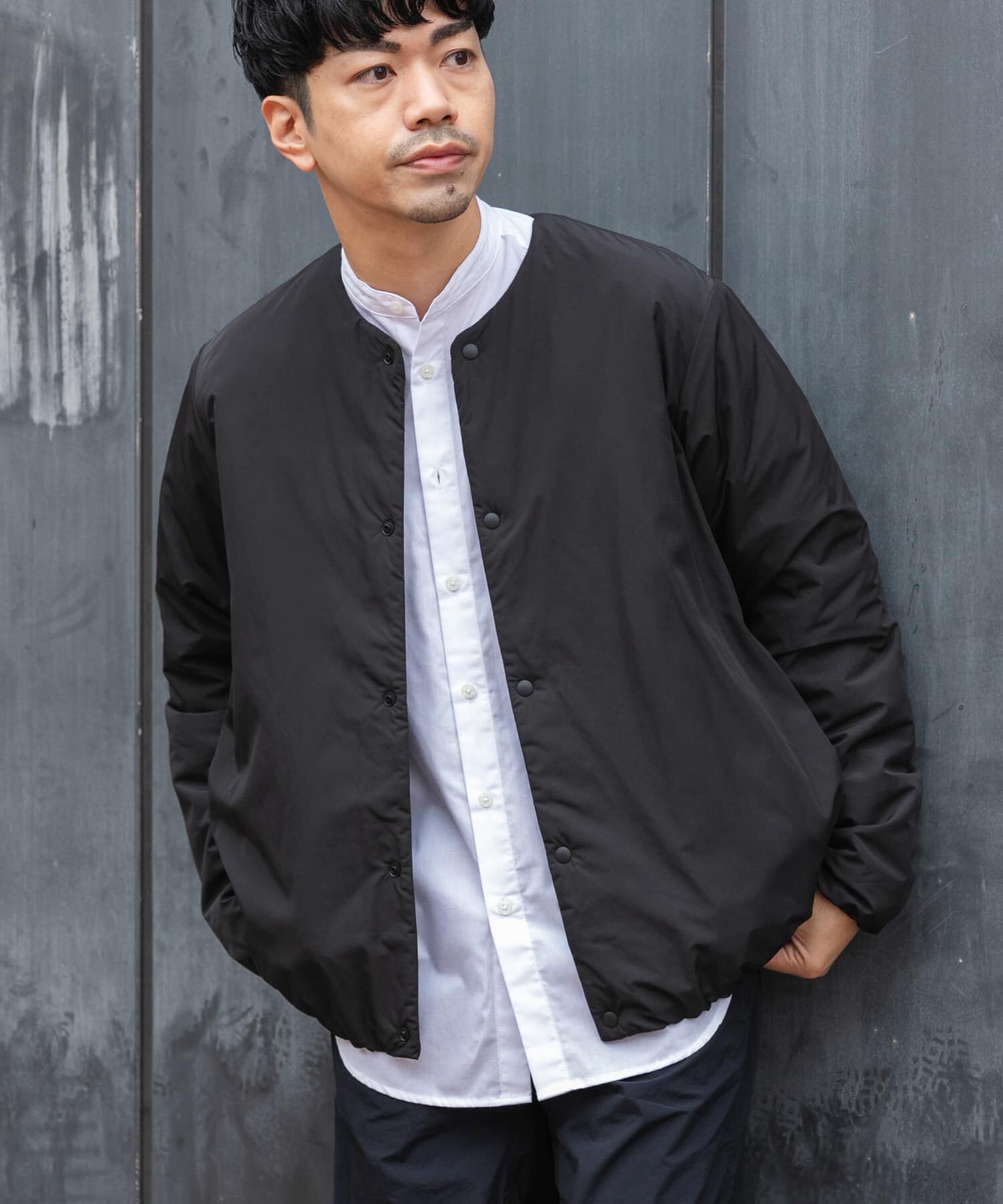 URBAN RESEARCH ROSSO「『XLサイズあり』NOUVELLE中綿ノーカラーブルゾン」|ブルゾン・スタジャン|