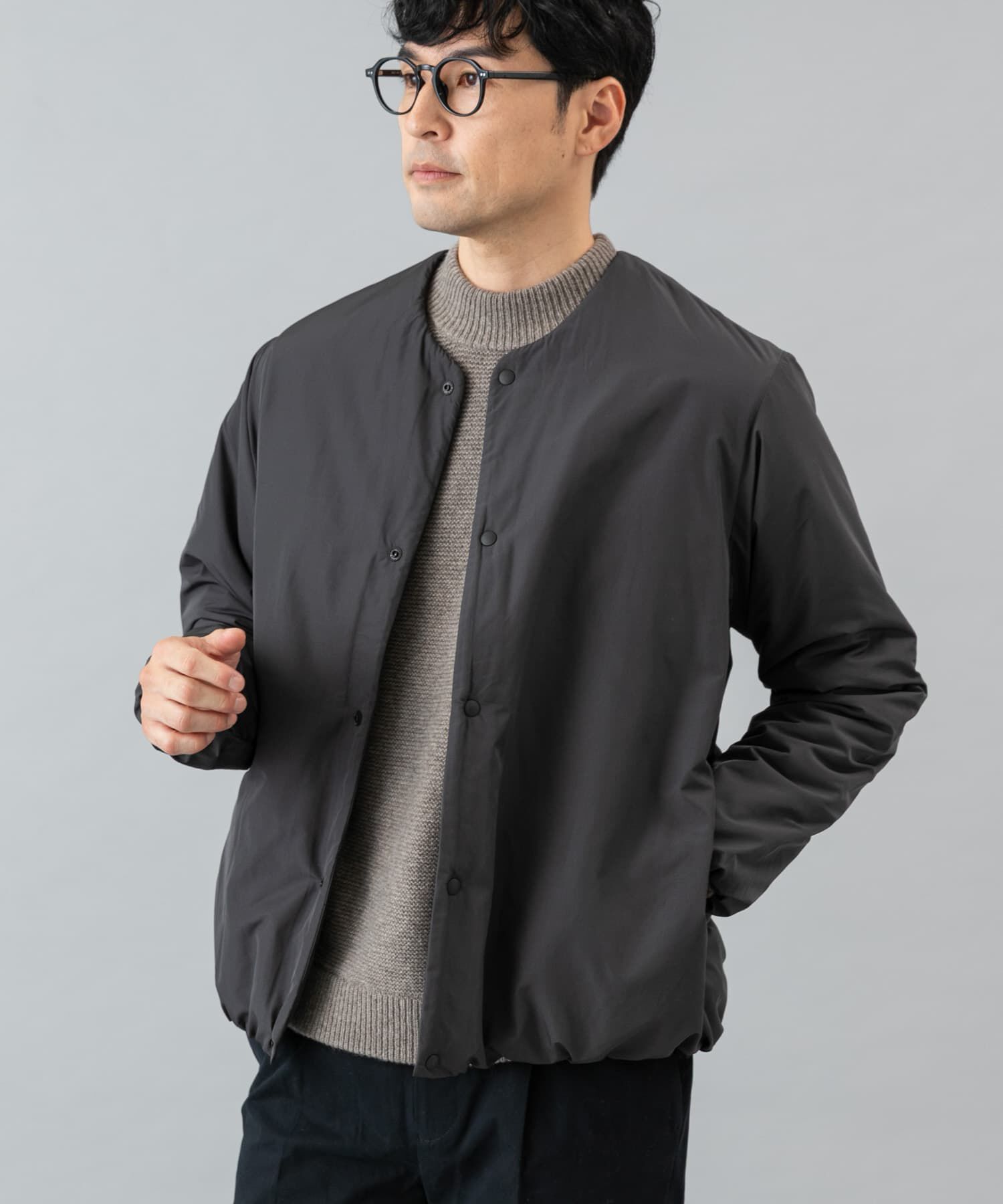 URBAN RESEARCH ROSSO「『XLサイズあり』NOUVELLE中綿ノーカラーブルゾン」|ブルゾン・スタジャン|