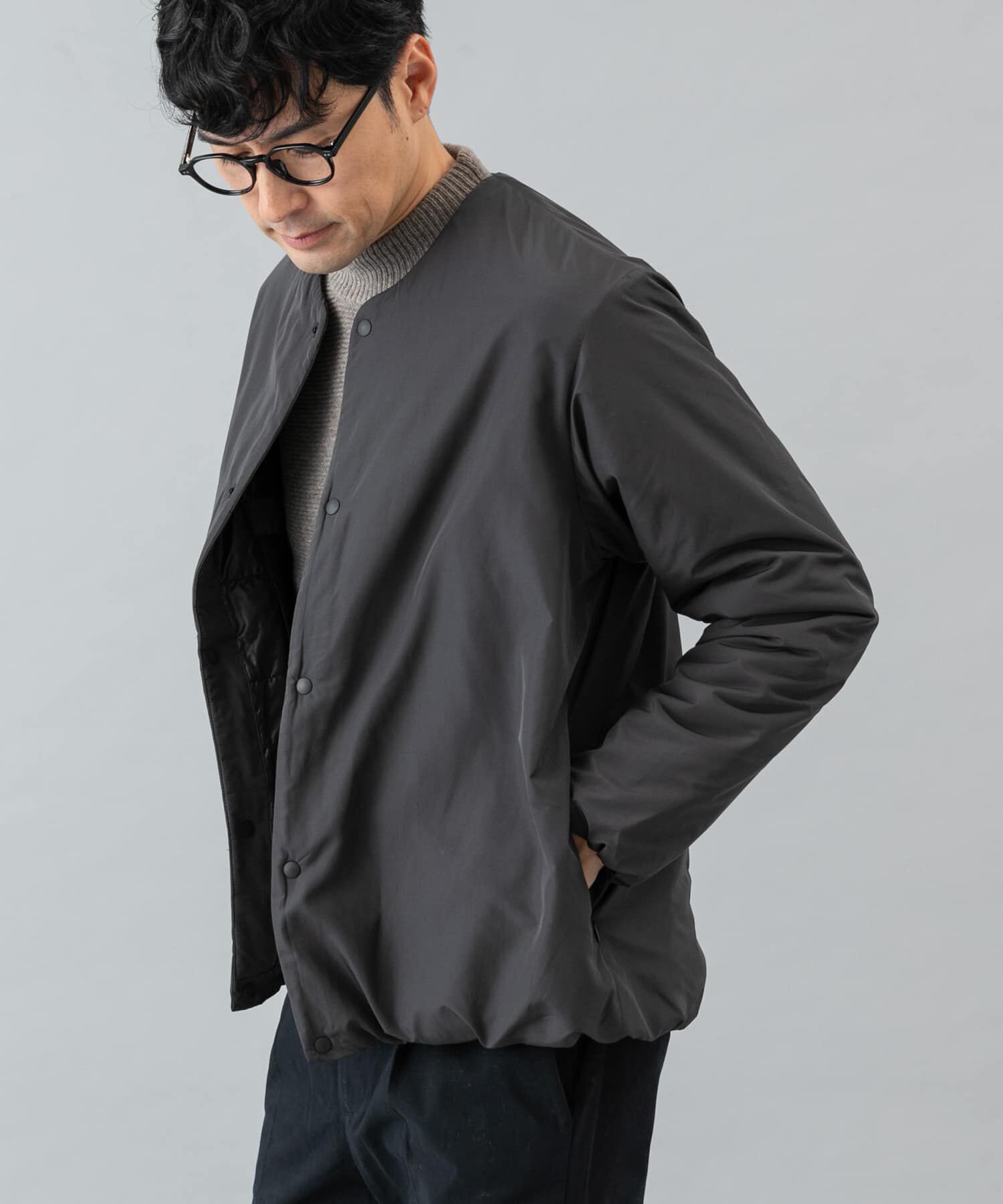 URBAN RESEARCH ROSSO「『XLサイズあり』NOUVELLE中綿ノーカラーブルゾン」|ブルゾン・スタジャン|