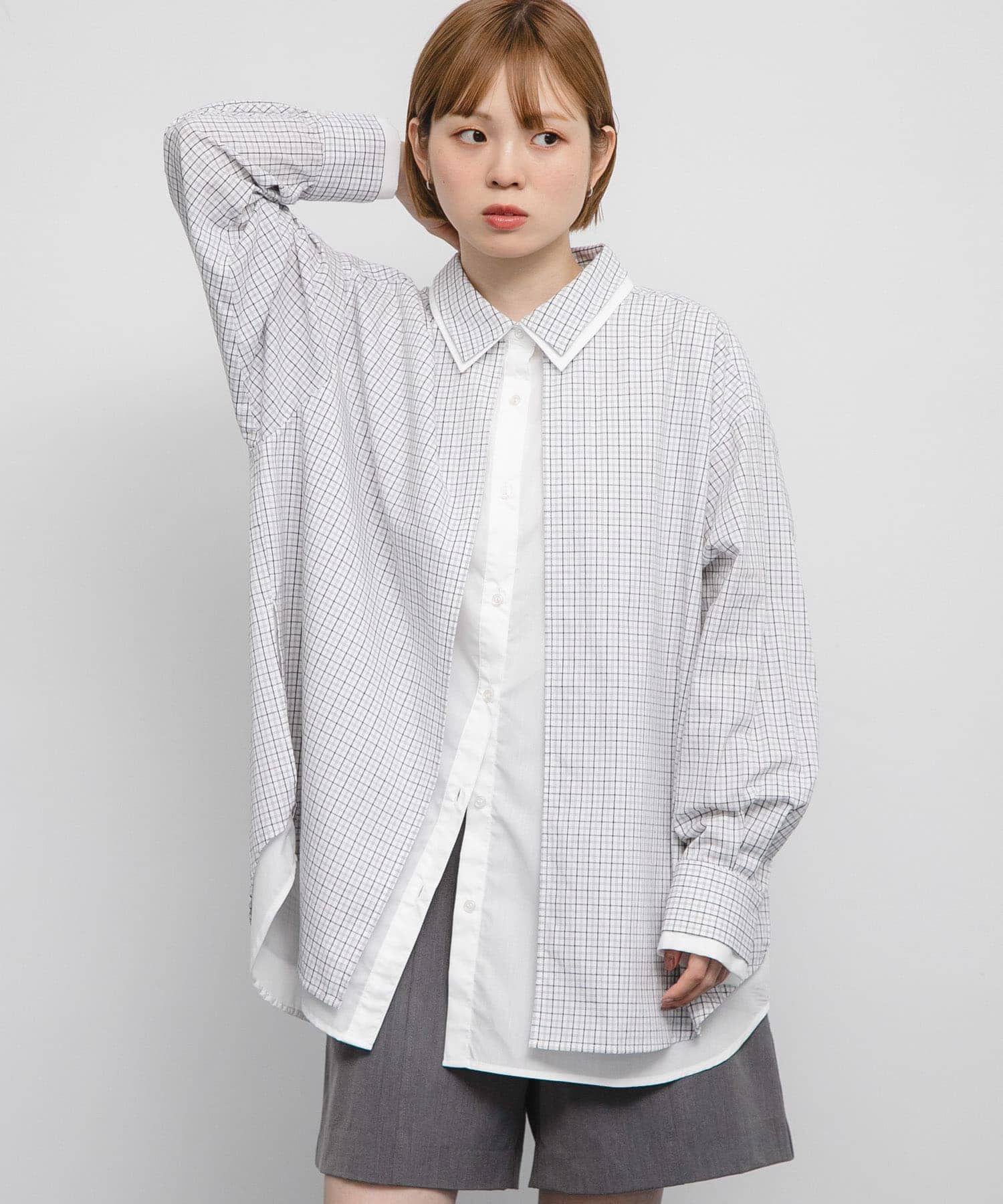  「チェックレイヤードBIGシャツ」|シャツ・ブラウス|