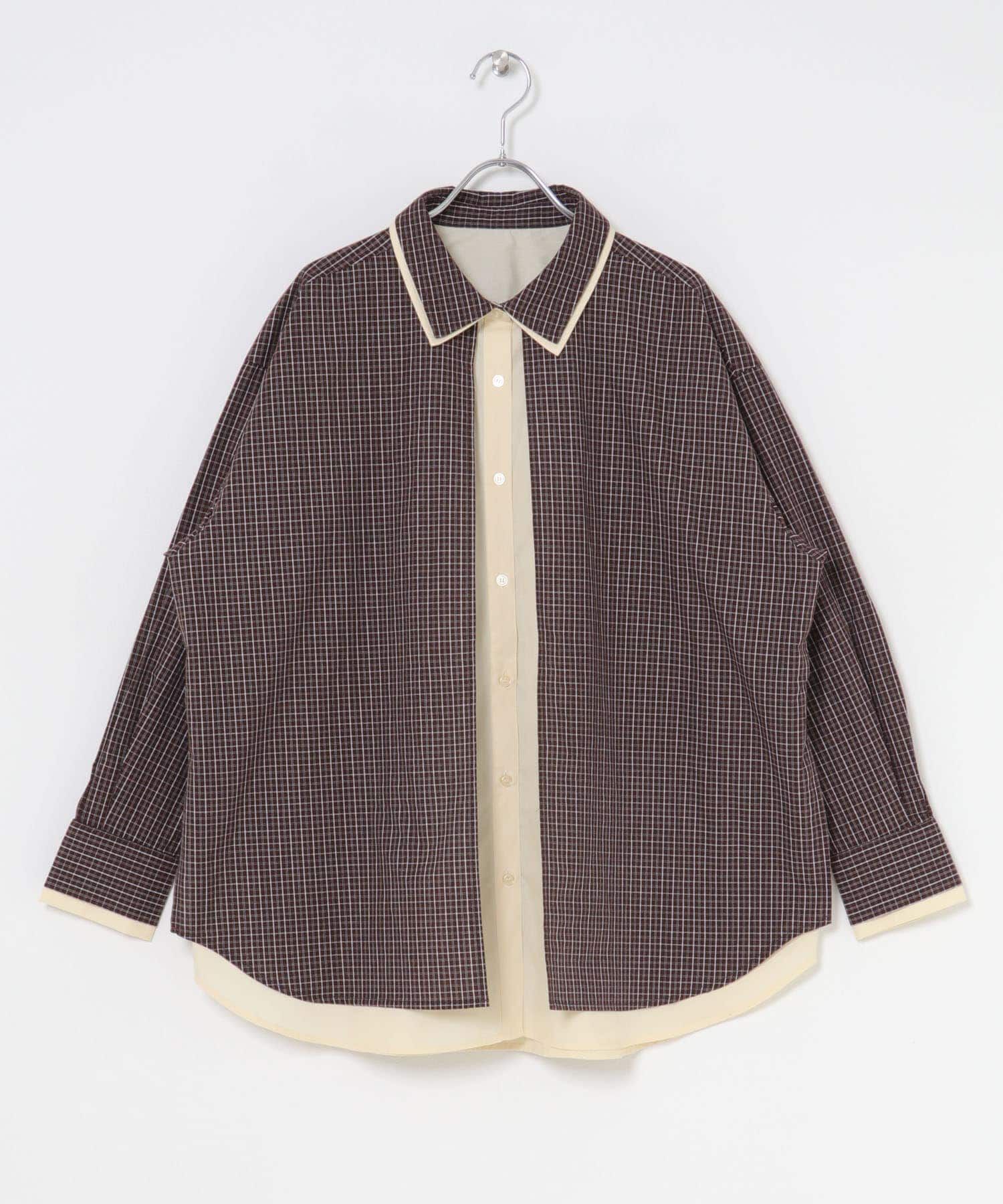  「チェックレイヤードBIGシャツ」|シャツ・ブラウス|