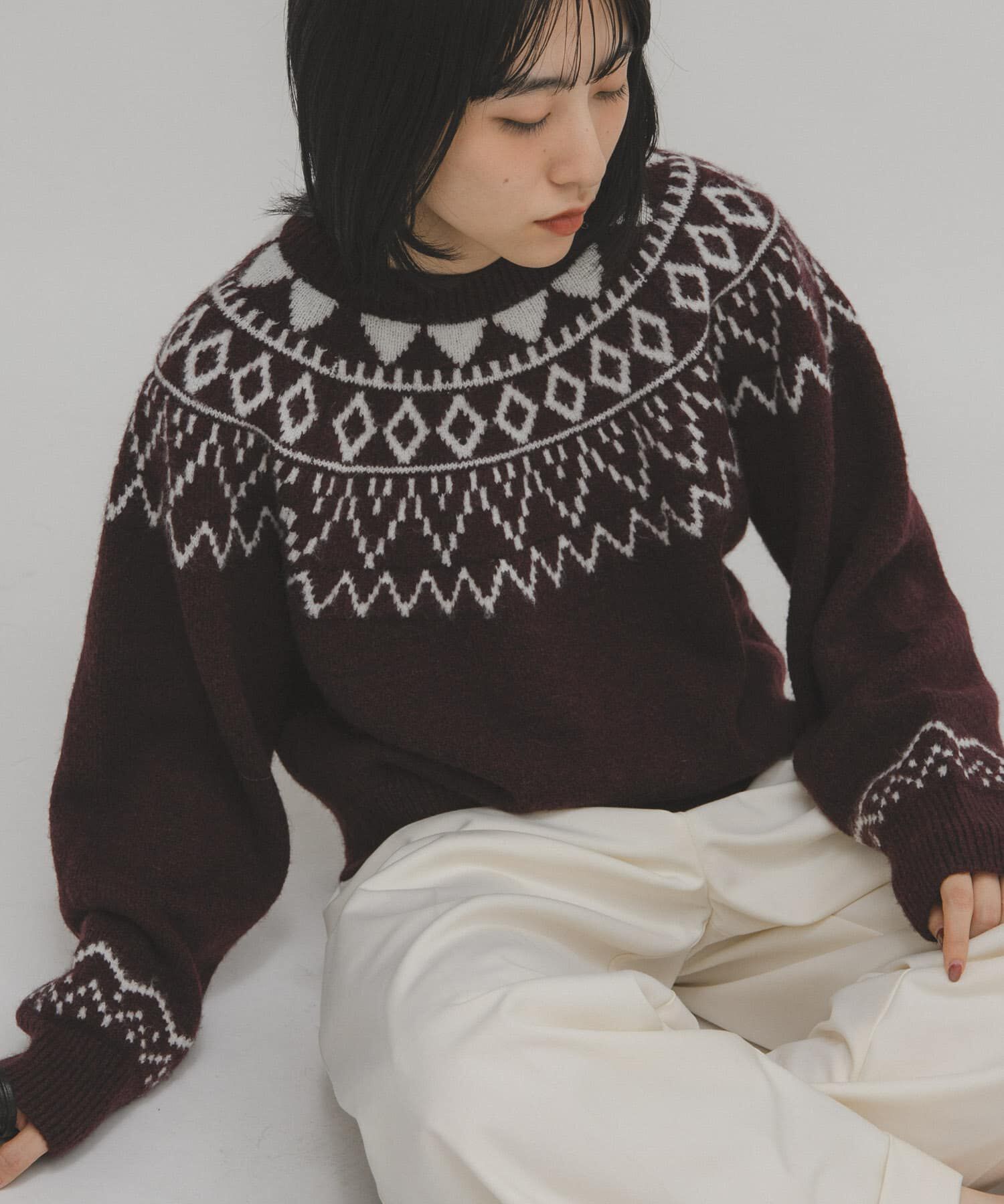  「ノルディックニット」|ニット・セーター|ボルドー