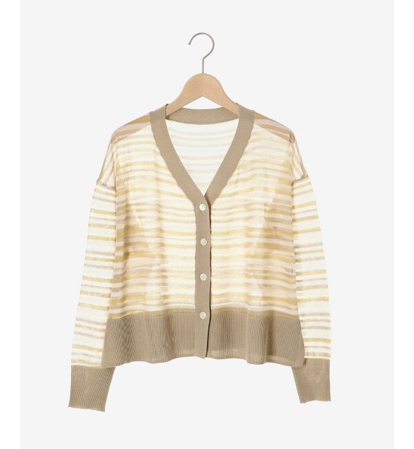 le.coeur blanc「《手洗い可能》マルチボーダーシアーカーディガン」|カーディガン|