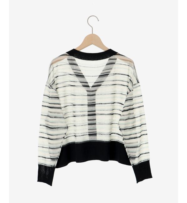 le.coeur blanc「《手洗い可能》マルチボーダーシアーカーディガン」|カーディガン|