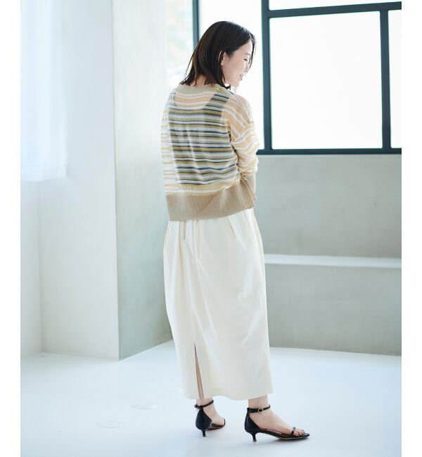 le.coeur blanc「《手洗い可能》マルチボーダーシアーカーディガン」|カーディガン|