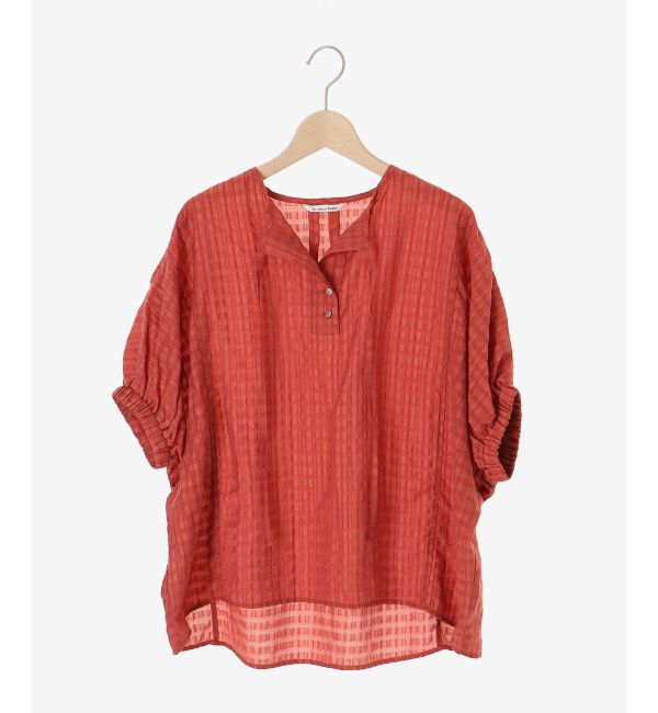 le.coeur blanc「《手洗い可能》シャドーチェックスリーブデザインブラウス」|シャツ・ブラウス|