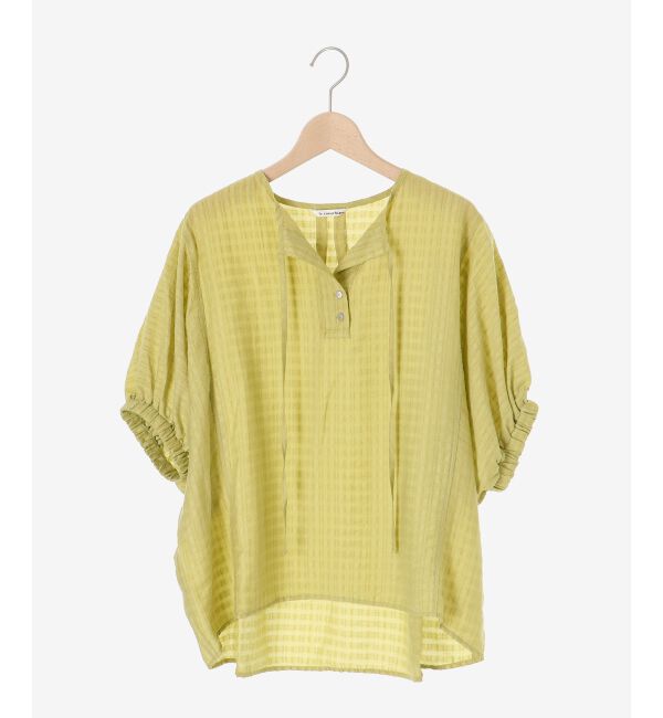 le.coeur blanc「《手洗い可能》シャドーチェックスリーブデザインブラウス」|シャツ・ブラウス|