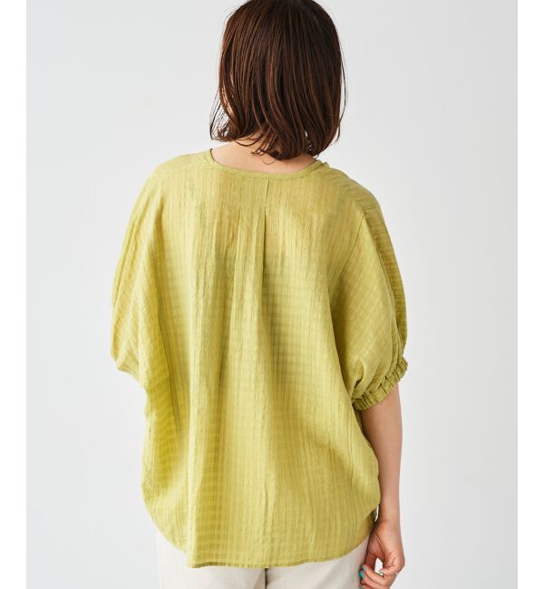 le.coeur blanc「《手洗い可能》シャドーチェックスリーブデザインブラウス」|シャツ・ブラウス|