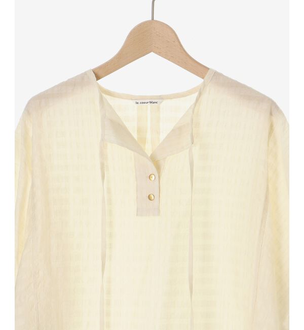 le.coeur blanc「《手洗い可能》シャドーチェックスリーブデザインブラウス」|シャツ・ブラウス|