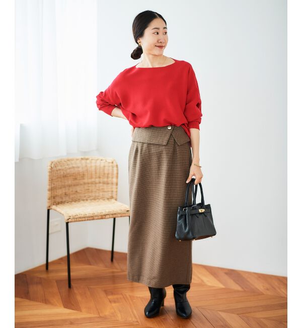 le.coeur blanc「《手洗い可能》裏起毛チェックストレートスカート」|スカート|