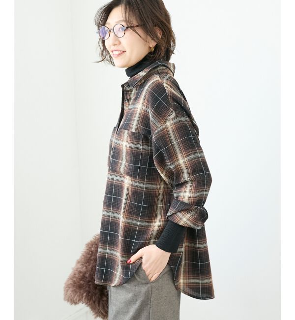  「《手洗い可能》チェックオーバーシャツ」|シャツ・ブラウス|