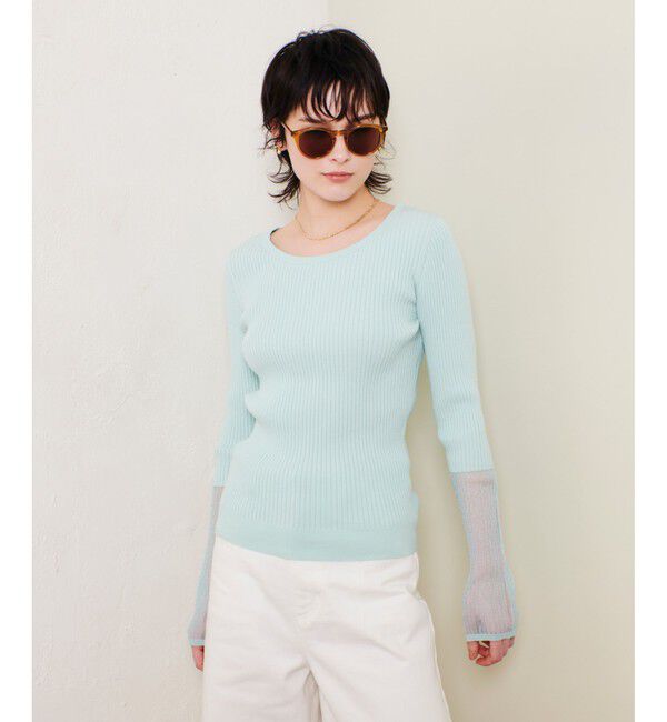 allureville「シアーカフスラウンドネックプルオーバー」|ニット・セーター|