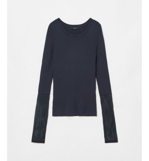 allureville「シアーカフスラウンドネックプルオーバー」|ニット・セーター|